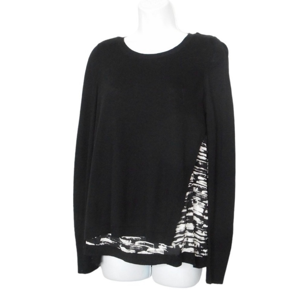 Simply Vera Vera Wang Sweater Womens S Black Abstract Print Detail Long Sleeve